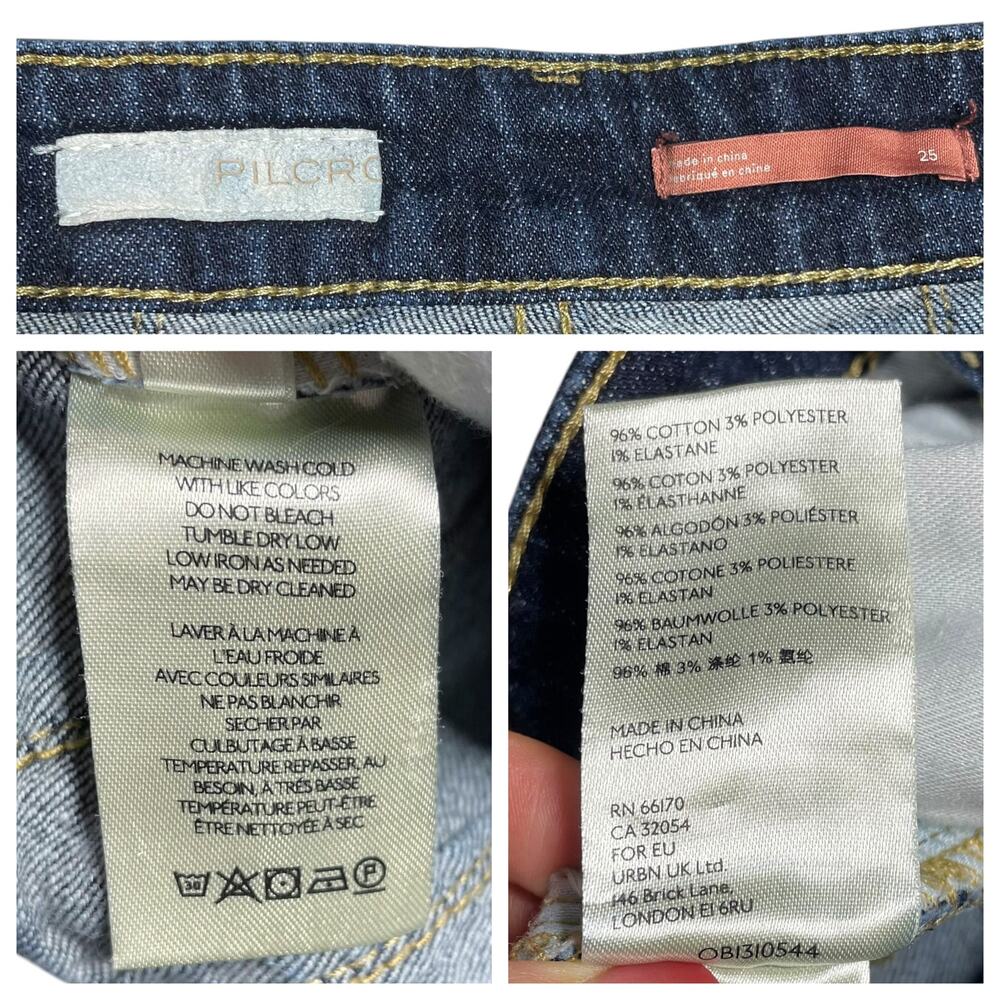 ANTHROPOLOGIE PILCRO The Column Straight-Leg High-Rise Dark Wash Jeans Size 25 - Picture 8 of 10